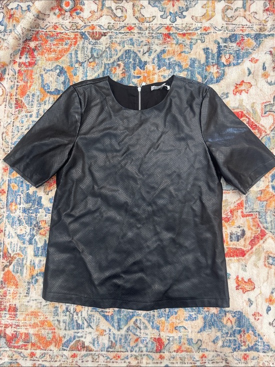Glamorous Tops - Glamorous Black Faux Leather Short Sleeve Top